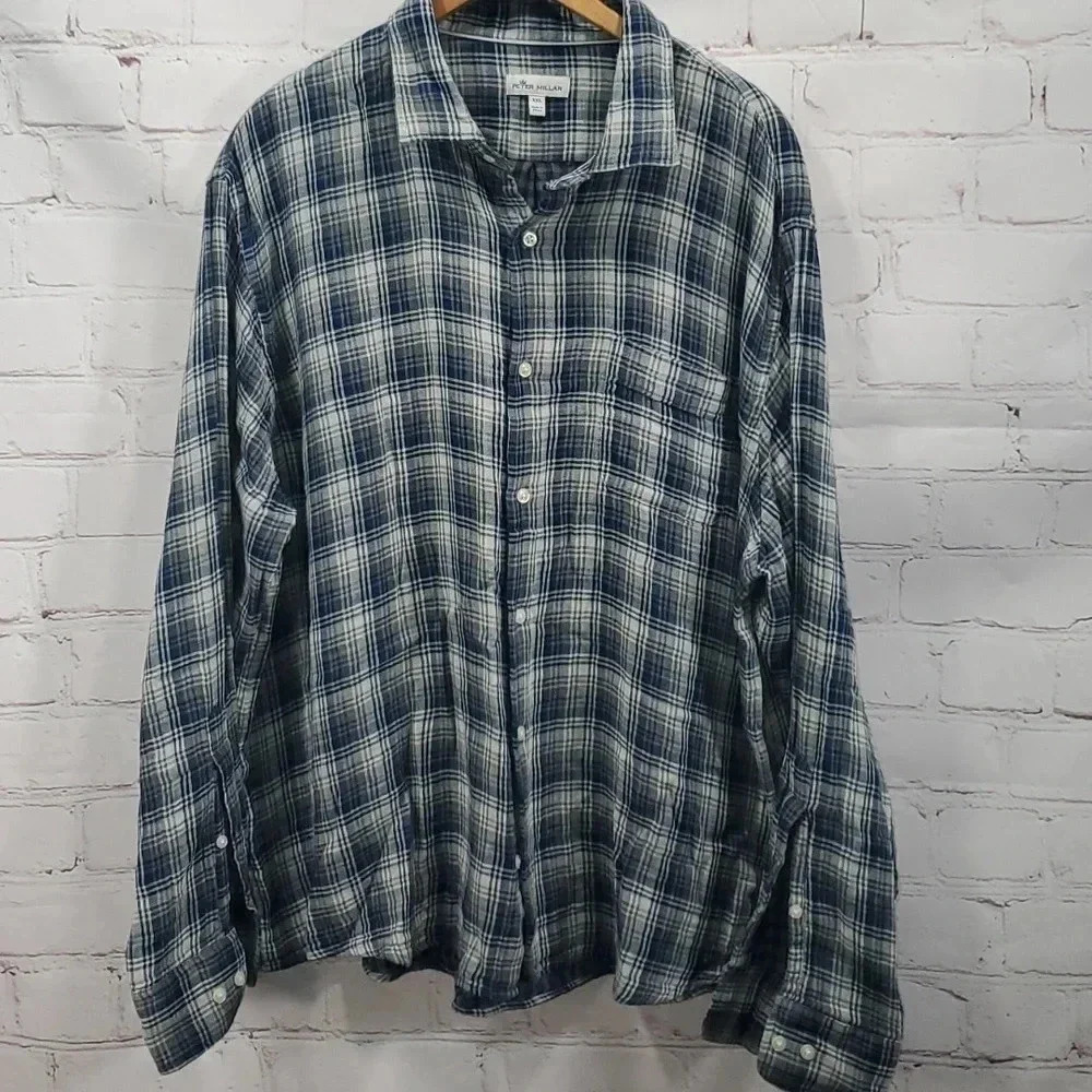 Peter Millar Long-sleeved Plaid Men's Size XXL‎